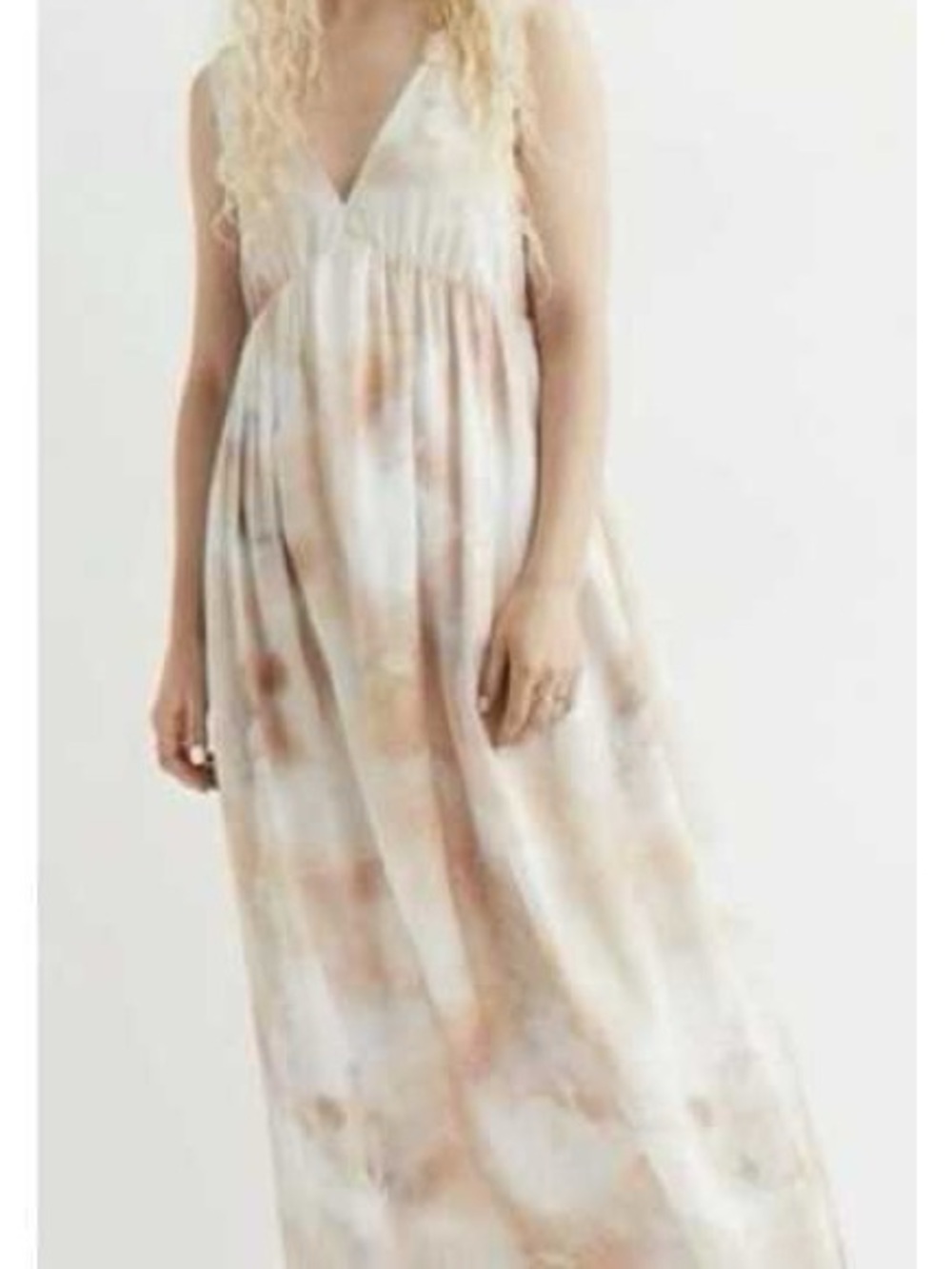 H&M watercolour maxi dress with V neck soft watercolor flowy tie dye MEDIUM